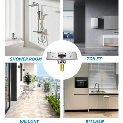 xiruiubao rozsdamentes acélból készült négyzet alakú padlólefolyó szagcsappal fürdőszobához és konyhához