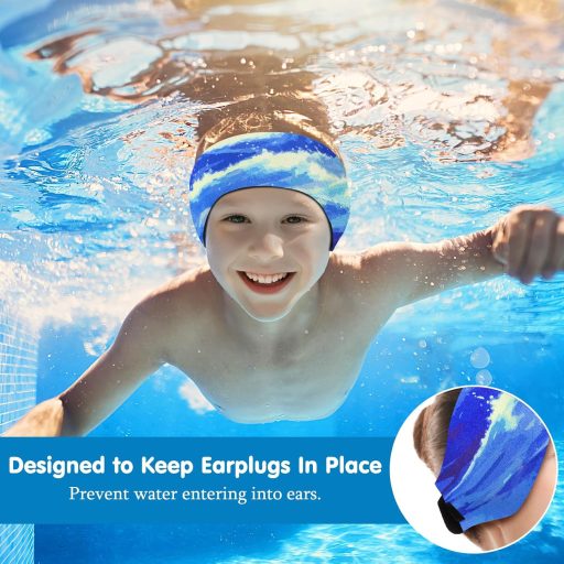 HeySplash Neoprénová plavecká čiapka pre deti s ochranou uší a zapínaním na suchý zips