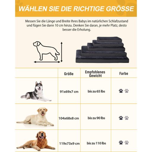 Favodormir ortopédikus kutyaágy XXL nagy kutyáknak vízálló szürke 119x73cm