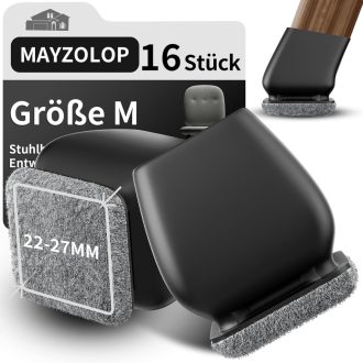   MAYZOLOP 16 db Szögletes Szék Lábvédő Sapka 22-27 mm Fekete Filc Padlóvédelem