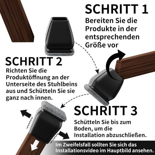 MAYZOLOP 16 db Szögletes Szék Lábvédő Sapka 22-27 mm Fekete Filc Padlóvédelem