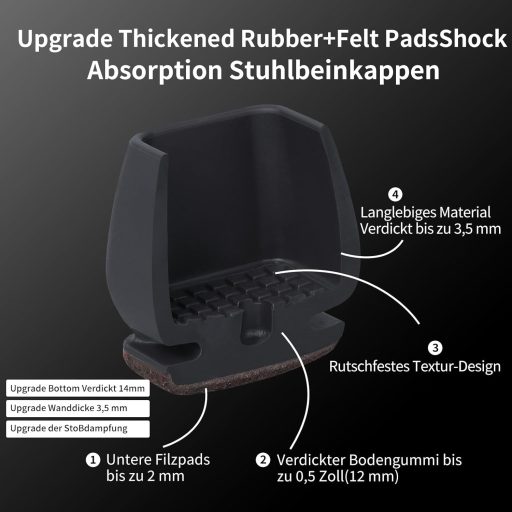 MAYZOLOP 16 db Szögletes Szék Lábvédő Sapka 22-27 mm Fekete Filc Padlóvédelem