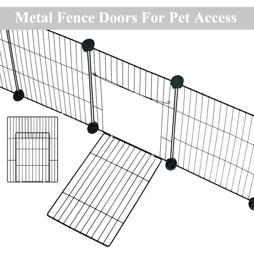 PILIN Kisállat Kifutó Kapuval - 12 Részes Hörcsög, Nyúl, Tengerimalac Ketrec Kivehető Vízálló Alappal, 43x32 cm, Bel- és Kültéri Használatra