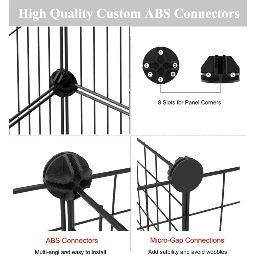 PILIN Kisállat Kifutó Kapuval - 12 Részes Hörcsög, Nyúl, Tengerimalac Ketrec Kivehető Vízálló Alappal, 43x32 cm, Bel- és Kültéri Használatra