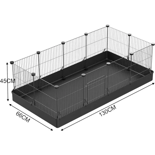 Țarc pentru animale mici PILIN cu poartă - 12 piese, cușcă pentru hamsteri, iepuri, cobai cu bază detașabilă impermeabilă, 43x32 cm, pentru utilizare în interior și exterior