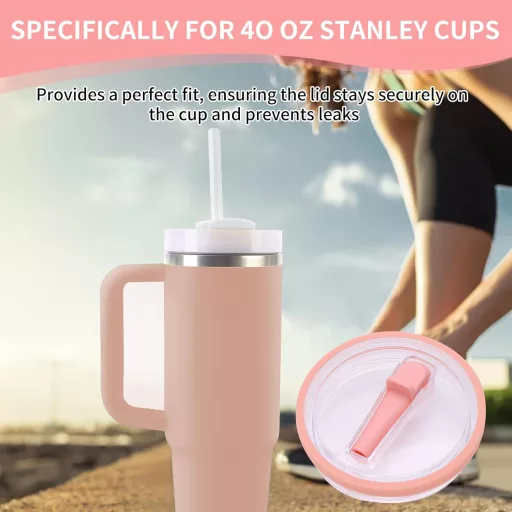 Gurfzcyuoo Stanley Pohár Fedél 40 oz Bögrékhez, 2 db Szivárgásmentes Tető 2 Szívószállal, Újrahasználható Porvédő Kiegészítő