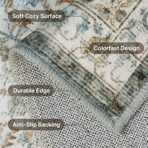 BEIMO Vintage szőnyeg 160x230 cm, csúszásmentes, menta zöld, mosható, nappali hálószoba