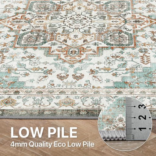 BEIMO Vintage szőnyeg 160x230 cm, csúszásmentes, menta zöld, mosható, nappali hálószoba