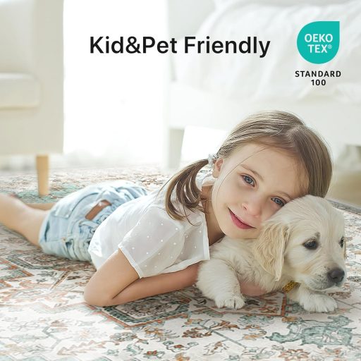 BEIMO Vintage szőnyeg 160x230 cm, csúszásmentes, menta zöld, mosható, nappali hálószoba