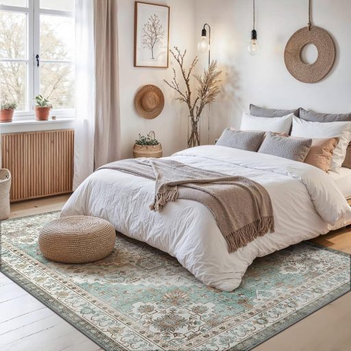 BEIMO Vintage szőnyeg 160x230 cm, csúszásmentes, menta zöld, mosható, nappali hálószoba