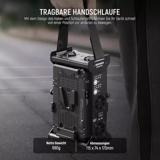 Încărcător baterie NEEWER V Mount Dual Channel, V Lock 100W PD USB-C Încărcare Rapidă, Ieșire DC 48V/24V, Compatibil SmallRig BP-2CH Pro