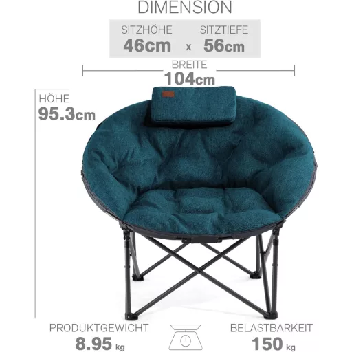EVER ADVANCED Luxury Moonchair XXL Camping Chair 150 kg Zöld