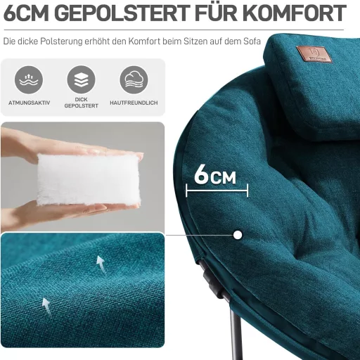 EVER ADVANCED Luxury Moonchair XXL Camping Chair 150 kg Zöld