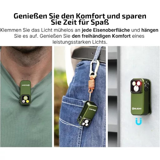 Lanternă LED mini OLIGHT Oclip Pro, USB-C, 500 lm, lumină roșie, IPX6