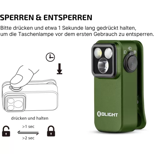 Lanternă LED mini OLIGHT Oclip Pro, USB-C, 500 lm, lumină roșie, IPX6