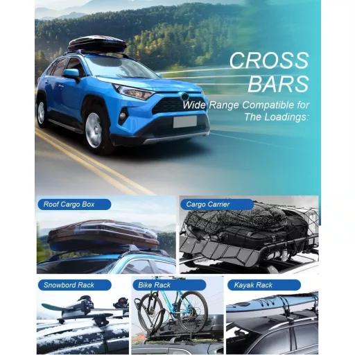 TINMAGI Tetőcsomagtartó Toyota RAV4 2020-2023 Modellekhez - Alumínium Ötvözet, 200 kg Teherbírás, Fekete, Fúrás Nélküli Gyors Rögzítés