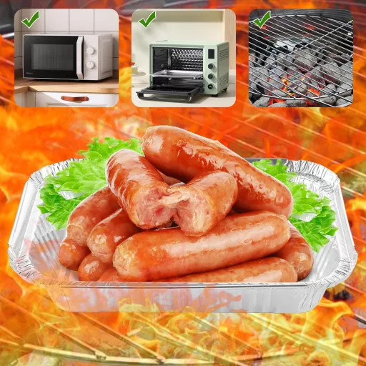 SENENQU 75 db Alumínium Sütőtálca Fedővel 850ml - Eldobható Alufólia Edény Sütéshez, Grillezéshez, Főzéshez - 21x14 cm