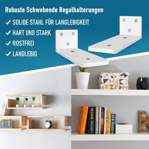 YFCVIP 2db Polckonzol 20cm Fehér Erős L-Konzol 75kg Terhelhetőség