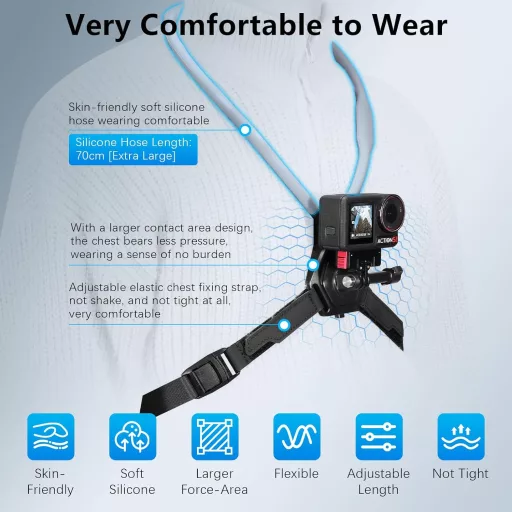 AMAZEAR Mágneses Nyakpánt Tartó DJI Action 5 Pro/OSMO 360 GoPro Hero 13 Insta360 Ace Pro Mellkasi Rögzítés