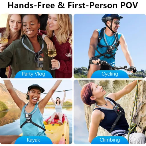 AMAZEAR Mágneses Nyakpánt Tartó DJI Action 5 Pro/OSMO 360 GoPro Hero 13 Insta360 Ace Pro Mellkasi Rögzítés