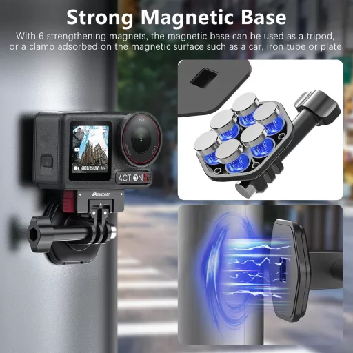 AMAZEAR Mágneses Nyakpánt Tartó DJI Action 5 Pro/OSMO 360 GoPro Hero 13 Insta360 Ace Pro Mellkasi Rögzítés