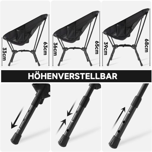 Scaun de camping pliabil Flycoop, capacitate 180 kg, cu husă de transport