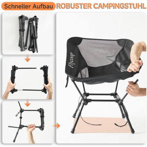 Scaun de camping pliabil Flycoop, capacitate 180 kg, cu husă de transport