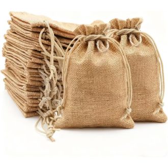   ZEIYKUJQ 30 db Juta Ajándéktáska 10x14 cm Húzózsinórral, Újrahasználható Zsákok Esküvőhöz Ékszertartó