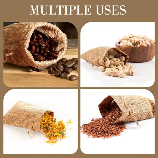 ZEIYKUJQ 30 buc. Săculeți cadou din iută 10x14 cm cu șnur, pungi reutilizabile pentru nuntă, suport bijuterii