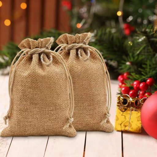 ZEIYKUJQ 30 buc. Săculeți cadou din iută 10x14 cm cu șnur, pungi reutilizabile pentru nuntă, suport bijuterii