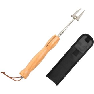   Husalsea Kihúzható Rozsdamentes Acél Grillvilla - Húsnyárs Kempingezéshez és Grillezéshez, Ezüst, 135g