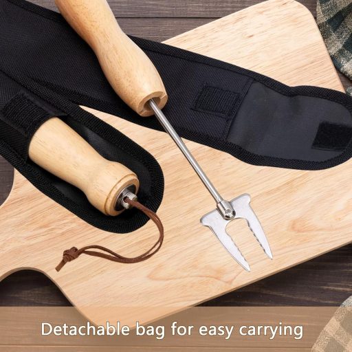 Husalsea Furculiță pentru grătar extensibilă, din oțel inoxidabil - Frigărui pentru carne, pentru camping și grătar, Argintiu, 135g