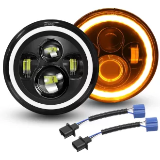   Willpower 7 Inch LED Motoros Fényszóró 50W 5000LM Fehér Sárga 4 Mód DRL Offroad Lámpa