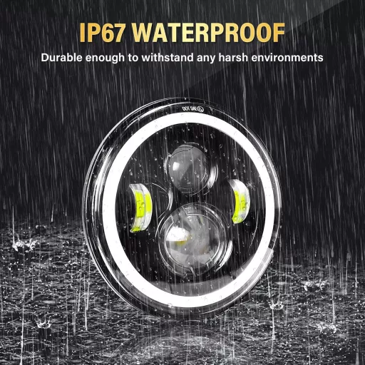 Willpower 7 Inch LED Motoros Fényszóró 50W 5000LM Fehér Sárga 4 Mód DRL Offroad Lámpa