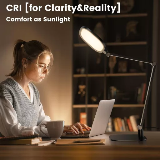 LitONES LED Íróasztali Lámpa 15W - Állítható Karos Videokonferencia Világítás, Memória és Időzítő Funkcióval, Tökéletes Home Office, Olvasás