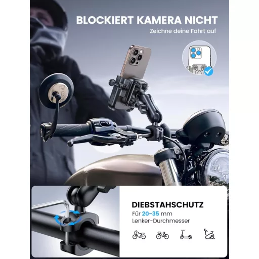 Lamicall Motorkerékpár és Kerékpár Telefontartó Fém Vibráció Csillapítás