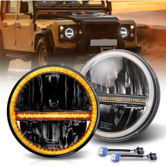   BraveWAY 7-palcový 60W LED svetlomet pre Wrangler JK Hi-Lo biely/žltý DRL H4-H13