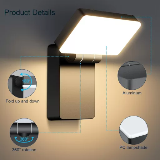 Kingwen 40W LED kültéri fali lámpa 3000K meleg fehér IP65 vízálló 180° összecsukható