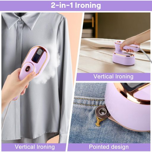 NVIYAM 1000W Utazó Gőzvasaló LED Kijelzővel, 100ml Tartály, 20mp Gyors Felmelegítés