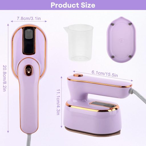 NVIYAM 1000W Utazó Gőzvasaló LED Kijelzővel, 100ml Tartály, 20mp Gyors Felmelegítés