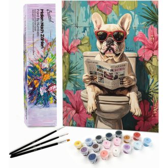   Bougimal Festés Számok Szerint Felnőtteknek Kutya Motívum 28x35cm Ecsettel és Festékkel