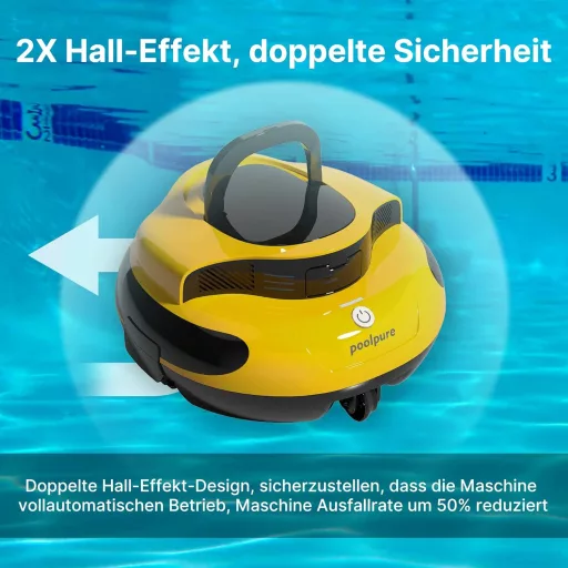 POOLPURE 2025 Medence Takarító Robot, 100 Perc Üzemidő, Kettős Motor, LED Kijelző, Önparkoló Funkció