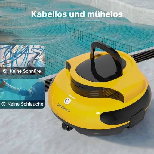 POOLPURE 2025 Medence Takarító Robot, 100 Perc Üzemidő, Kettős Motor, LED Kijelző, Önparkoló Funkció