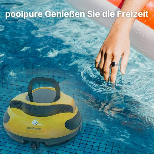 POOLPURE 2025 Medence Takarító Robot, 100 Perc Üzemidő, Kettős Motor, LED Kijelző, Önparkoló Funkció