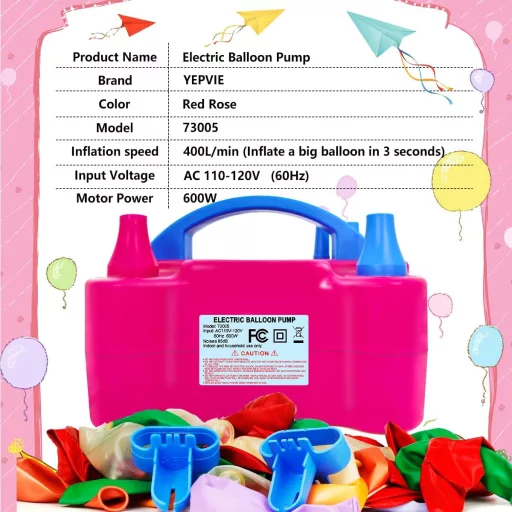YEPVIE Elektromos Légpumpa Ballonpumpához Gyors Felfújáshoz