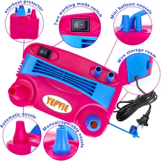 YEPVIE Elektromos Légpumpa Ballonpumpához Gyors Felfújáshoz