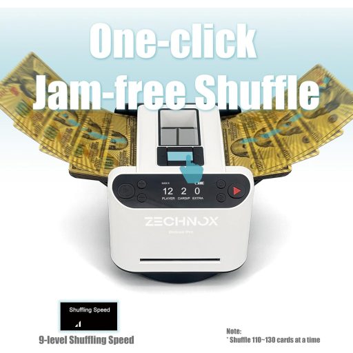 ZechnoX Automata Kártyakeverő 8 Távirányítóval, 360° Forgás, Csendes, Tölthető, 12 Játékosig