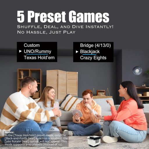 ZechnoX Automata Kártyakeverő 8 Távirányítóval, 360° Forgás, Csendes, Tölthető, 12 Játékosig