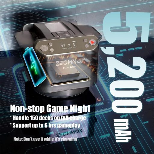 ZechnoX Automata Kártyakeverő 8 Távirányítóval, 360° Forgás, Csendes, Tölthető, 12 Játékosig