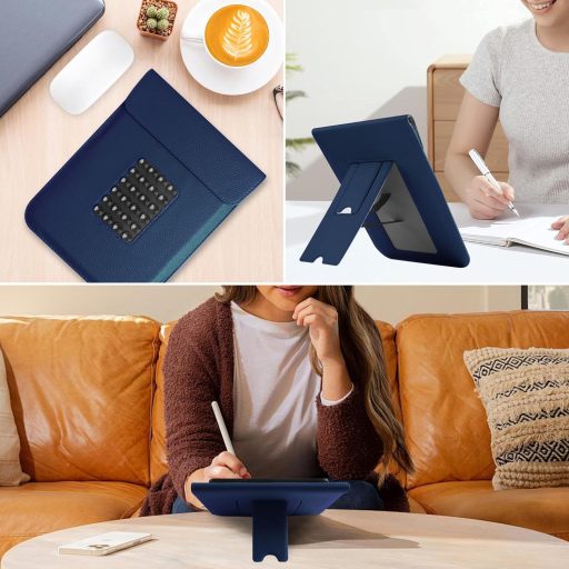 VOVIPO Kindle Paperwhite 11-12. generáció védőtok sötétkék, állvánnyal és szívócsészével